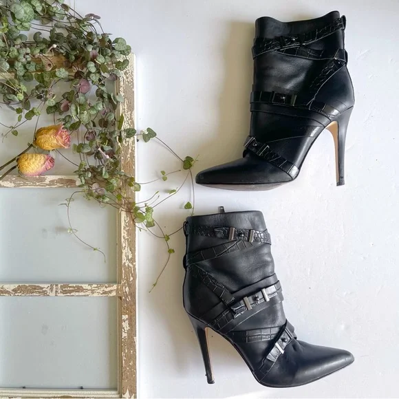 Guess Black Leather Heeled Booties - Picture 2 of 7